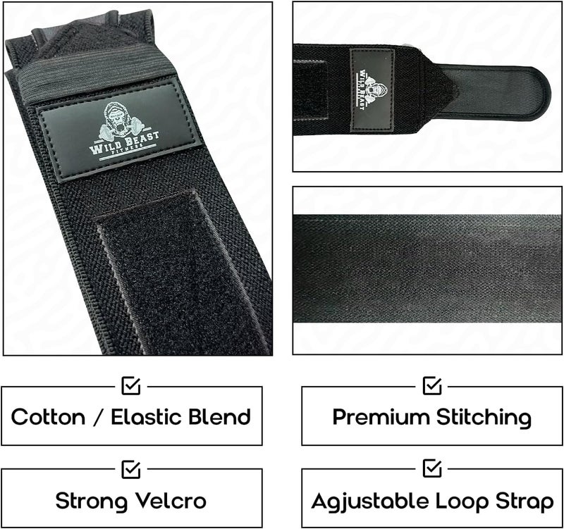 WildBeast Elbow Wraps for Weightlifting Men (Pair), Stretchable 41" Elbow Compression Strap, Weightlifting Straps for Bench Press, Strength Training & Fitness Support, Elbows Straps for Golfer's Elbows & Tendonitis - Image 3